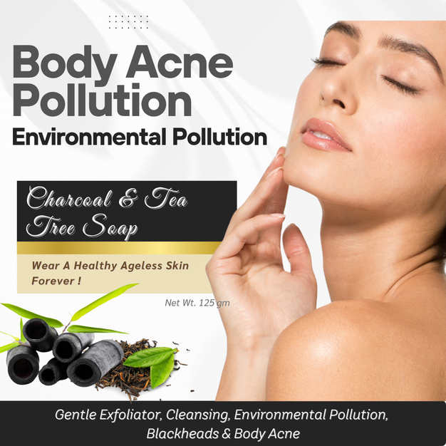 Meeem Charcoal And Tea Tree Soap - Cleanser & Exfoliator for Body Acne and Pigmentation